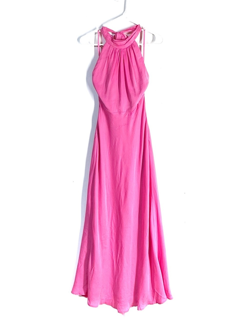 Here Comes The Sun Hot Pink Halter Maxi Dress Size S Elegant Evening Wear NEW - Picture 3 of 12